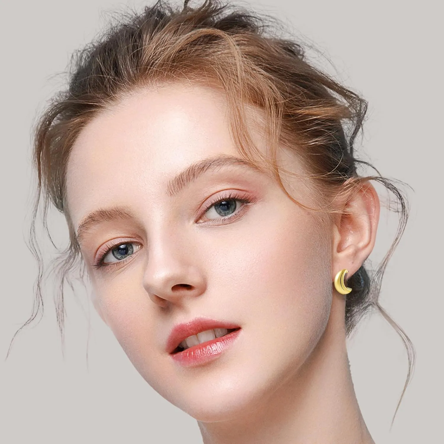 6 Pairs Gold Hoop Earrings for Women, 14K Gold Plated Lightweight Chunky Hoop Earrings Set Hypoallergenic, Thick Open Huggie Hoops Earrings Jewelry for Gifts.
