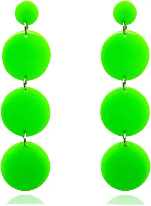 80s Neon Round Drop Earrings Acrylic Circle Disk Dangle Earrings Halloween Circular Statement Earrings for Women
