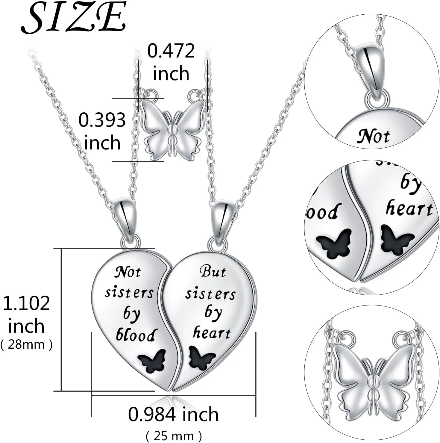 925 Sterling Silver Always My Sister & Daughter Mother Forever My Friend Love Heart Necklace for Women & Mother Gift