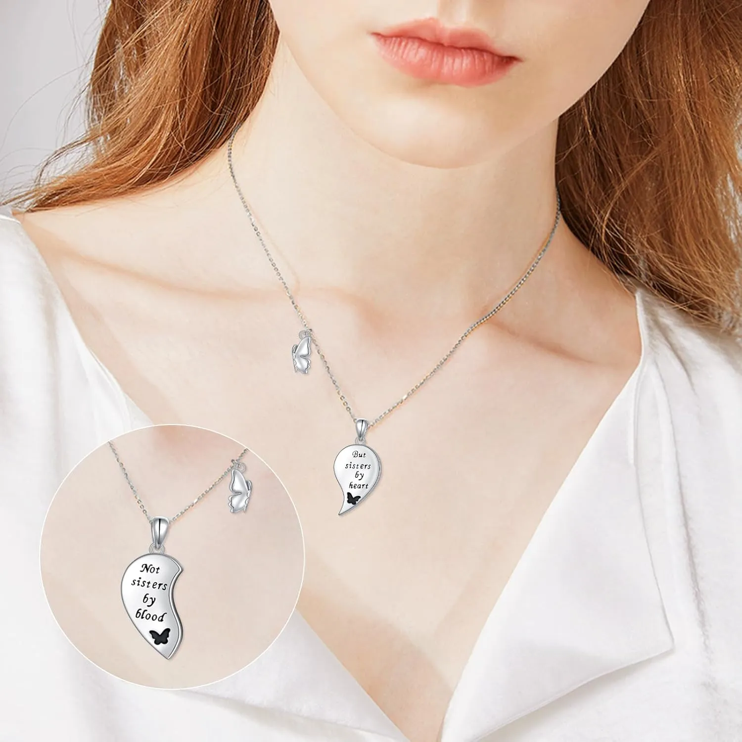 925 Sterling Silver Always My Sister & Daughter Mother Forever My Friend Love Heart Necklace for Women & Mother Gift