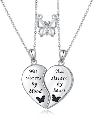 925 Sterling Silver Always My Sister & Daughter Mother Forever My Friend Love Heart Necklace for Women & Mother Gift