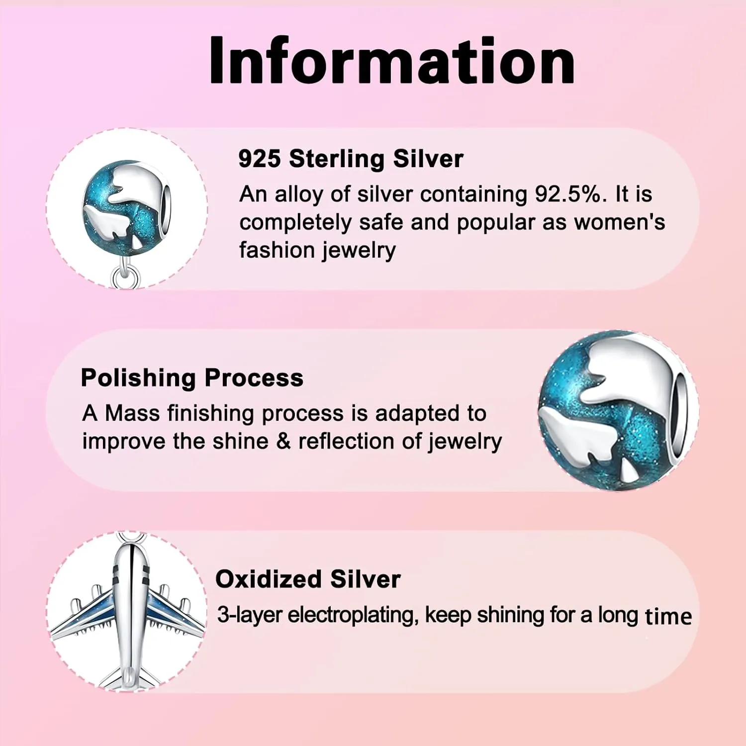925 Sterling Silver Charms fits Bracelets and Necklace Pendant Bead Charms Jewelry Gift for Women Family Friends