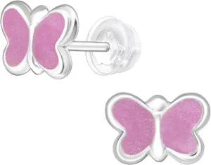 925 Sterling Silver Children's Epoxy Butterfly Stud Earrings