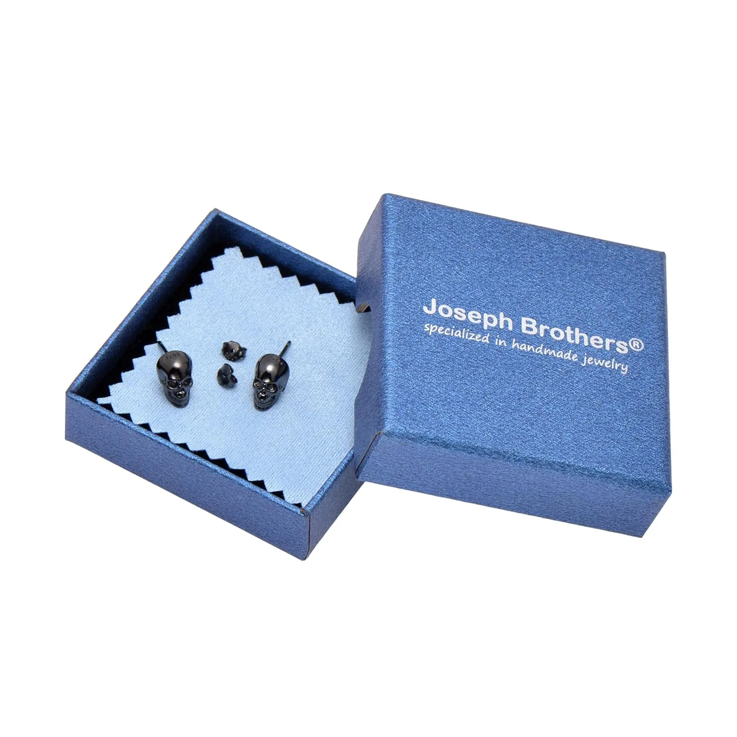 925 Sterling Silver Human Skull Earrings Studs for Men Women Halloween Costume, Black Gold Plated