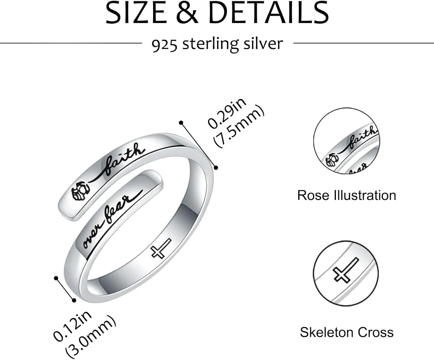 925 Sterling Silver Inspirational Rings for Women Hope Rings Encouragement Jewelry