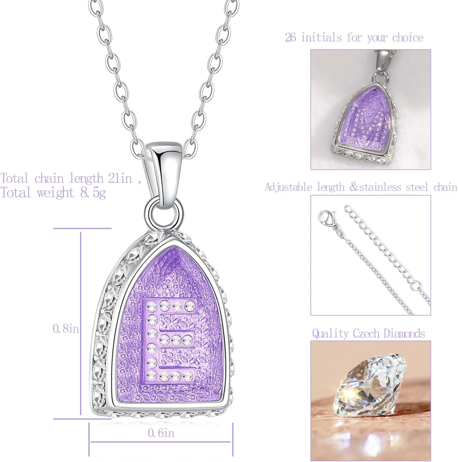 Ahiller Initial Necklace,18 3''Crystal Diamond Letter Pendant Name Alphabet Jewelry for Women