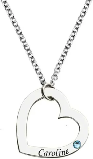 AILIN Custom Heart Name Necklace With Birthstones 925 Sterling Silver Personalized 1 Heart/2 Hearts/3 Hearts/4 Hearts/5 Hearts Pendant Gifts For Women Mother Girlfriends Her