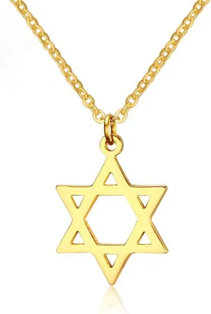 AILUOR 18K Gold Plated Megan Star of David Pendant Necklaces, Six Pointed Megan Star Jewish Israel Jewelry for Women/Men Hip Hop Jewelry