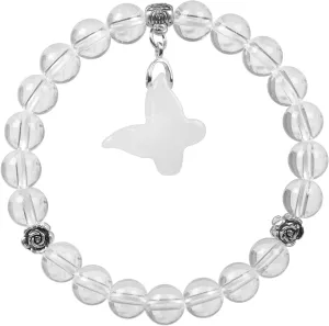 Amogeeli Stone Butterfly Charms Stretch Bracelet with 8 mm Round Beads for Women Healing Crystal Jewelry