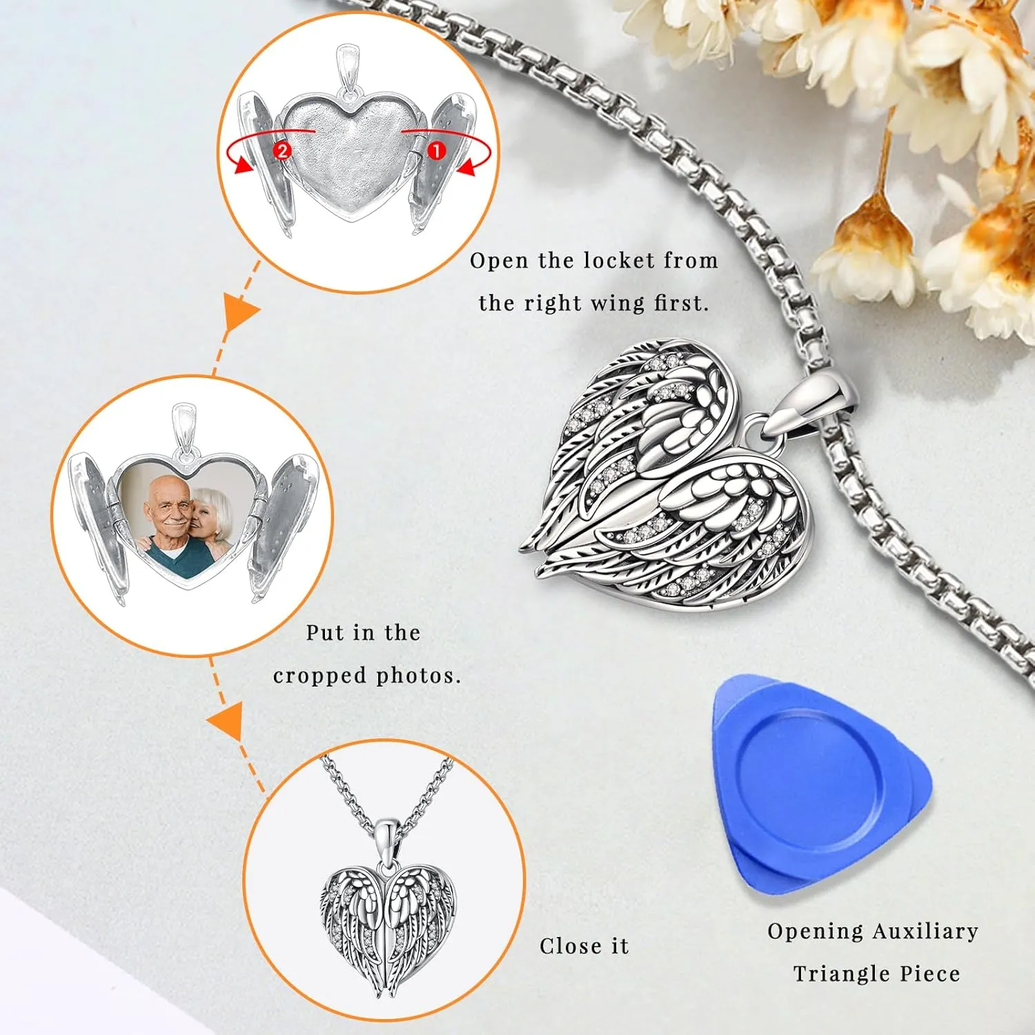Angel Wings Necklace 925 Sterling Silver Guardian Angel Nurse RN Caduceus Pendant Charm Crystal Angel Jewelry Gifts for Women