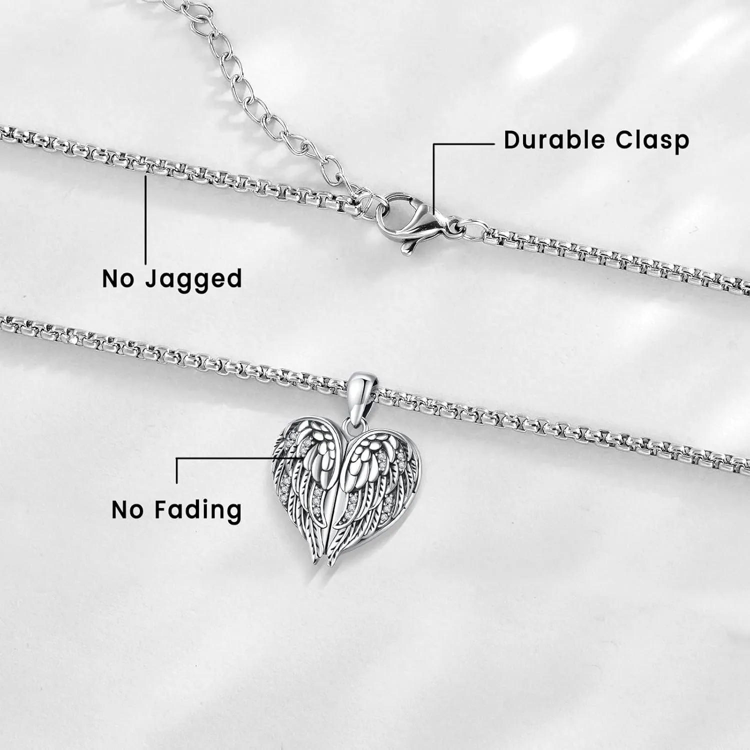 Angel Wings Necklace 925 Sterling Silver Guardian Angel Nurse RN Caduceus Pendant Charm Crystal Angel Jewelry Gifts for Women