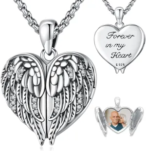 Angel Wings Necklace 925 Sterling Silver Guardian Angel Nurse RN Caduceus Pendant Charm Crystal Angel Jewelry Gifts for Women