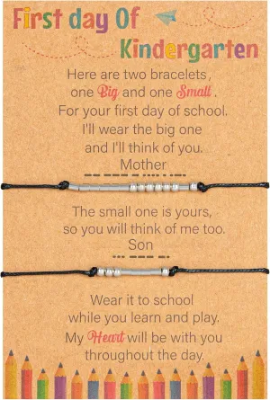 Back to School Bracelets for Boys, First Day of Kindergarten Bracelet, Back to School Bracelet Mommy and Me, Matching Wish String Bracelets, Adjustable Bracelet for Boys Stuff Bulk