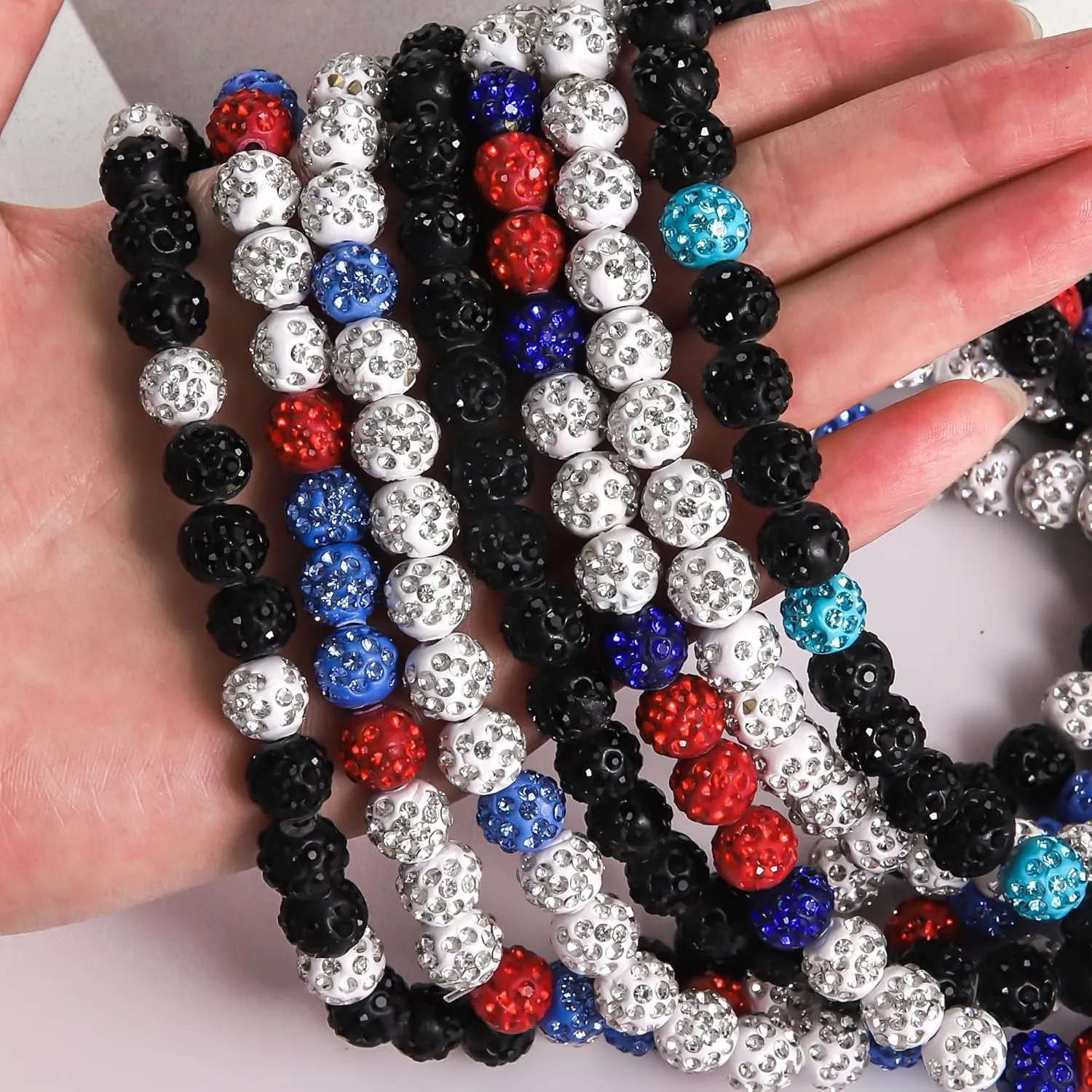 Baseball Ice Necklace Bling Rhinestone Beads Necklace Inspired Stretch Chain Necklace-16in/18in/20in/22in