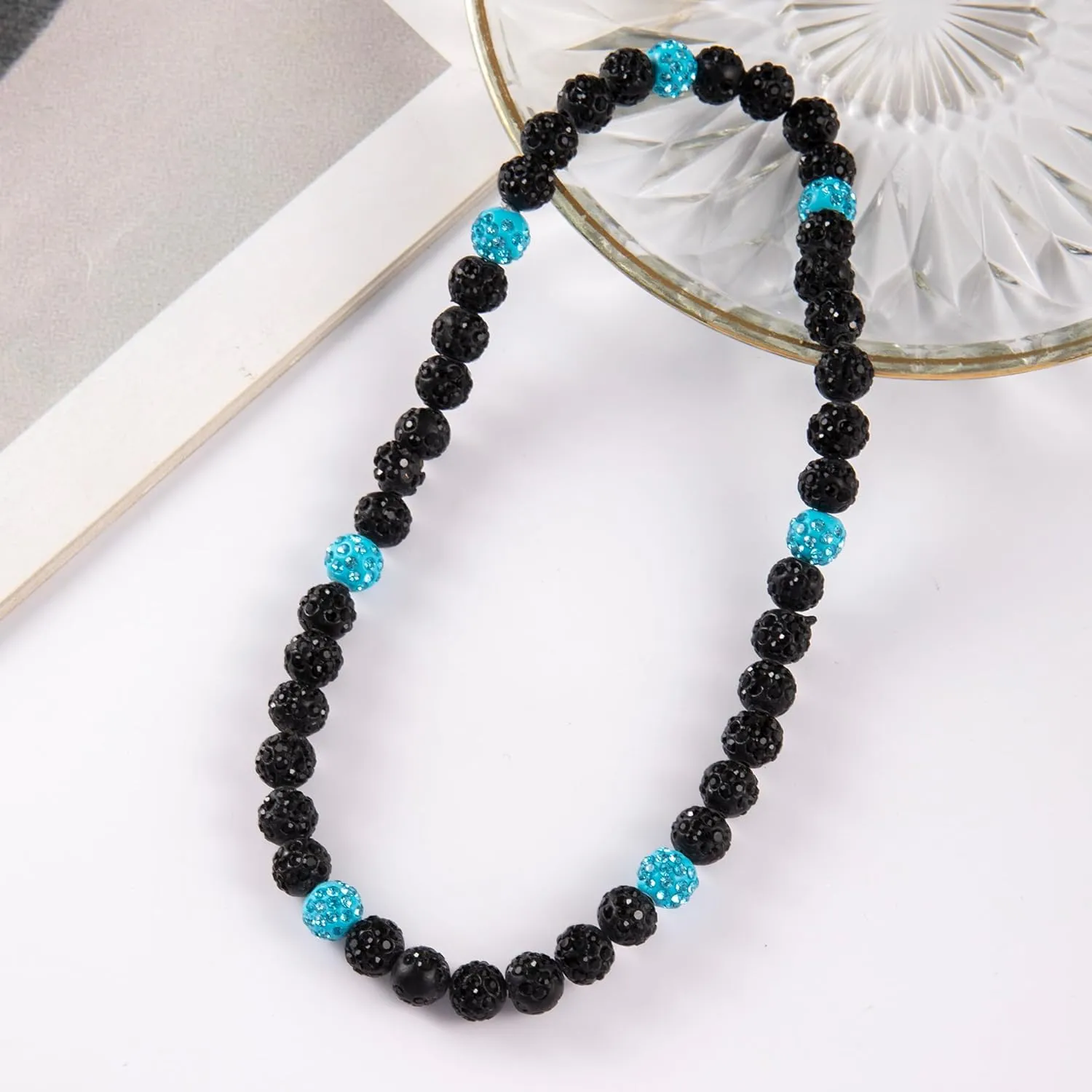 Baseball Ice Necklace Bling Rhinestone Beads Necklace Inspired Stretch Chain Necklace-16in/18in/20in/22in
