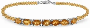 Beaded Birthstone Bracelets for Women in 925 Sterling Silver - Bead Charm Bracelet Adjustable Anniversary Promise Gemstone Jewelry Birthday Mothers Day Gifts