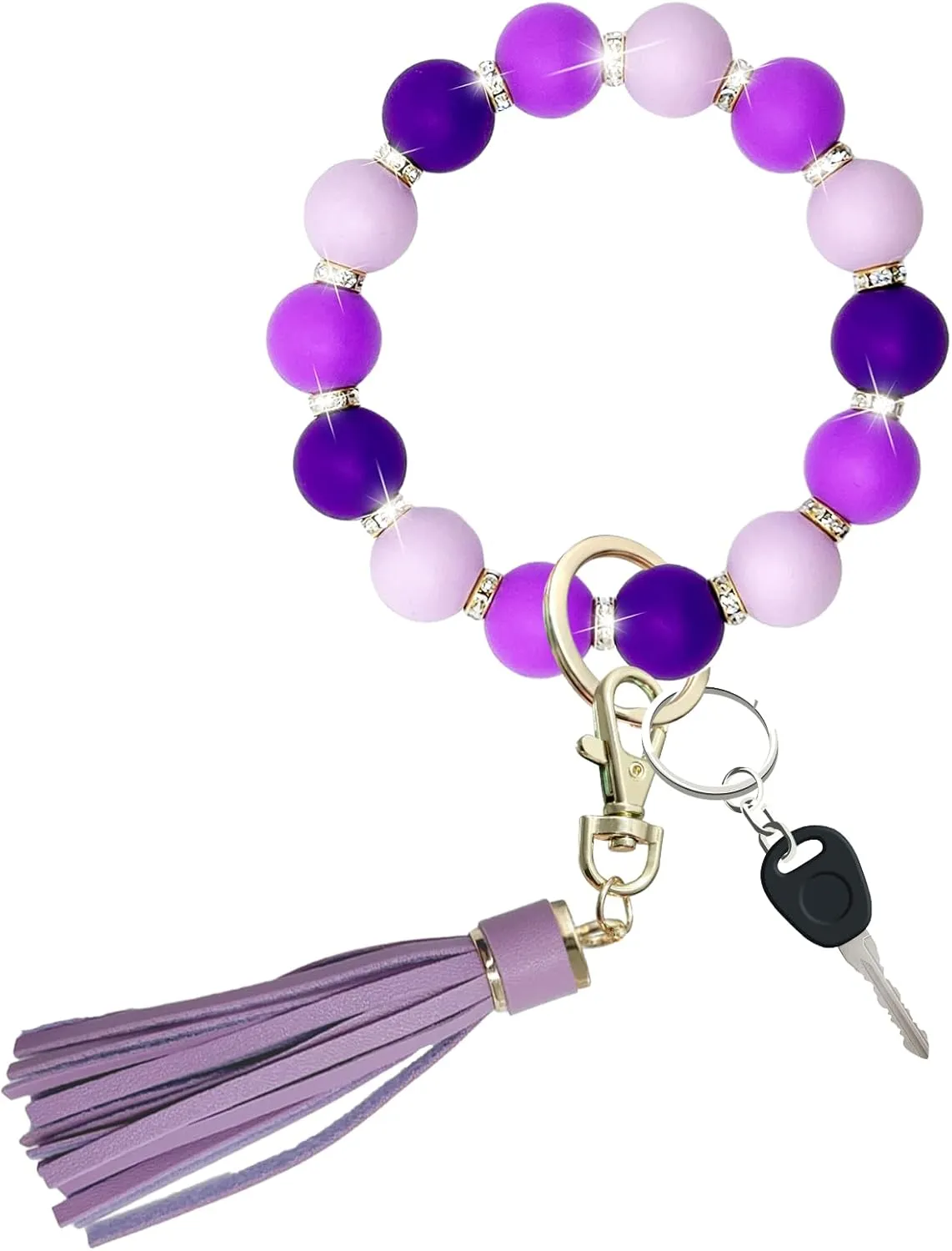 Beaded Keychain Wristlet, Key Ring Bracelet Car Key Chain, Cute Key Holer for Women Girls.