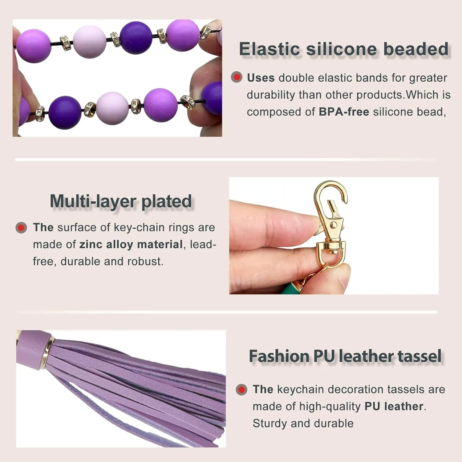 Beaded Keychain Wristlet, Key Ring Bracelet Car Key Chain, Cute Key Holer for Women Girls.