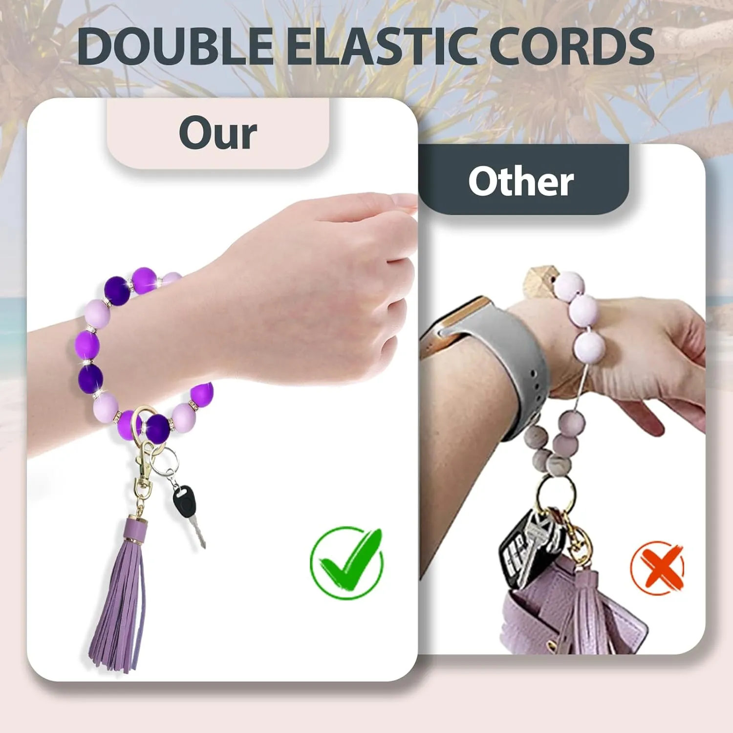 Beaded Keychain Wristlet, Key Ring Bracelet Car Key Chain, Cute Key Holer for Women Girls.