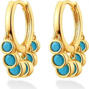 BENEIGE Gold Dangle Huggie Hoop Earrings for Women 14k Gold Plated Dainty Dangle Hoops Earrings Boho Beach Handmade Hypoallergenic Jewelry Gift