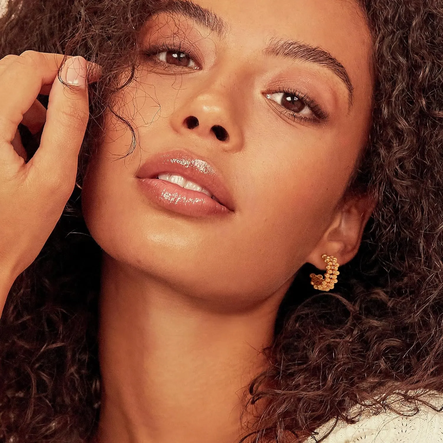 BENEIGE Gold Hoop Earring for Women Dainty 14K Gold Plated Huggie Hoop Earrings With Cubic Zircon Simple Jewelry for Women
