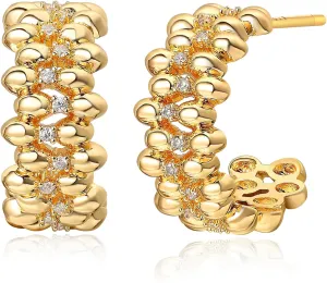 BENEIGE Gold Hoop Earring for Women Dainty 14K Gold Plated Huggie Hoop Earrings With Cubic Zircon Simple Jewelry for Women