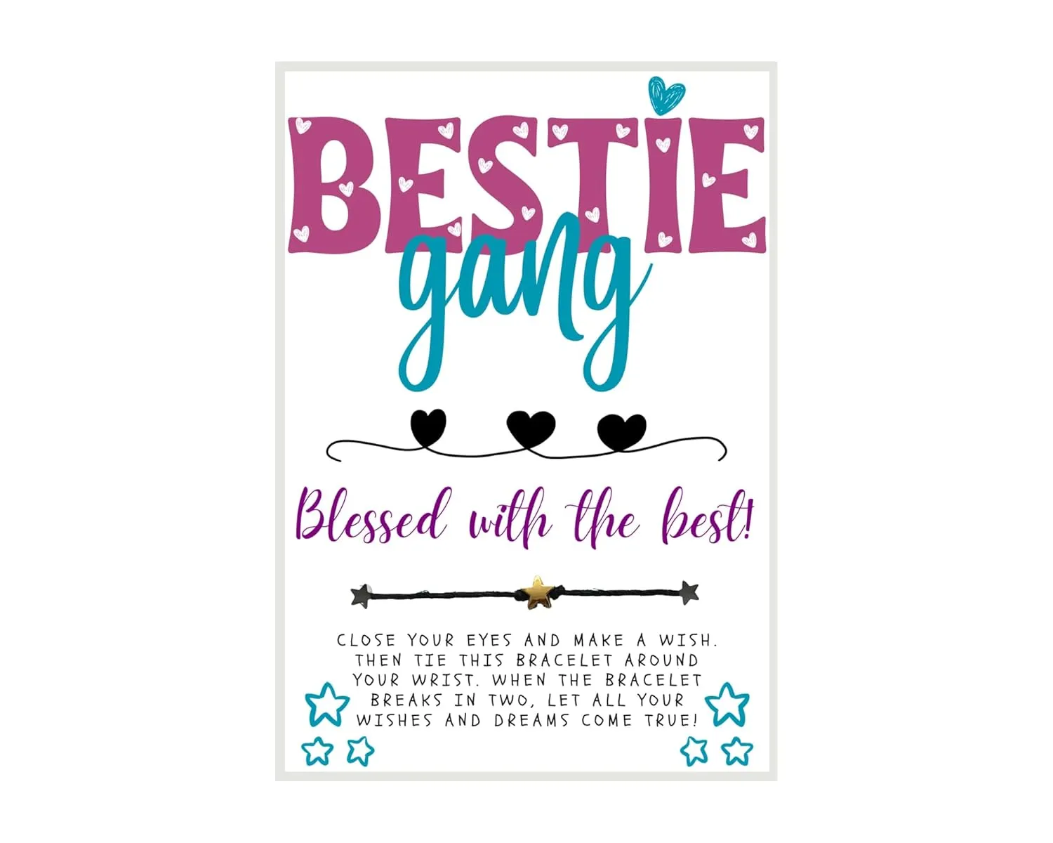 BESTIE gang Blessed with the best! Wish Bracelet, Party Favor, Besties Best Friends Wish Bracelet, Bestie Wish Bracelet, Celebrate Friendship, National Friendship Day