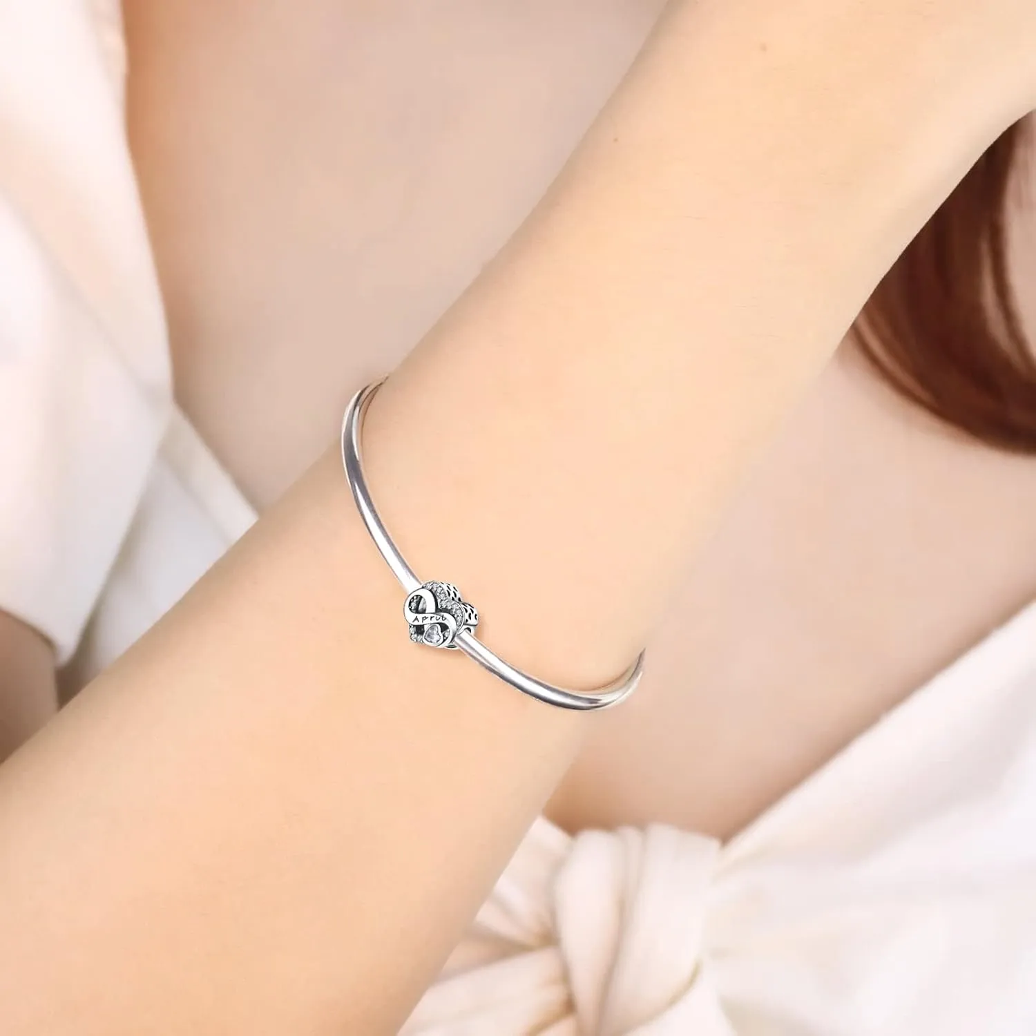 Birthstone Charm for Bracelet Necklace - 925 Sterling Silver Love Heart Happy Birthday Charm - Women's Jewelry Gift