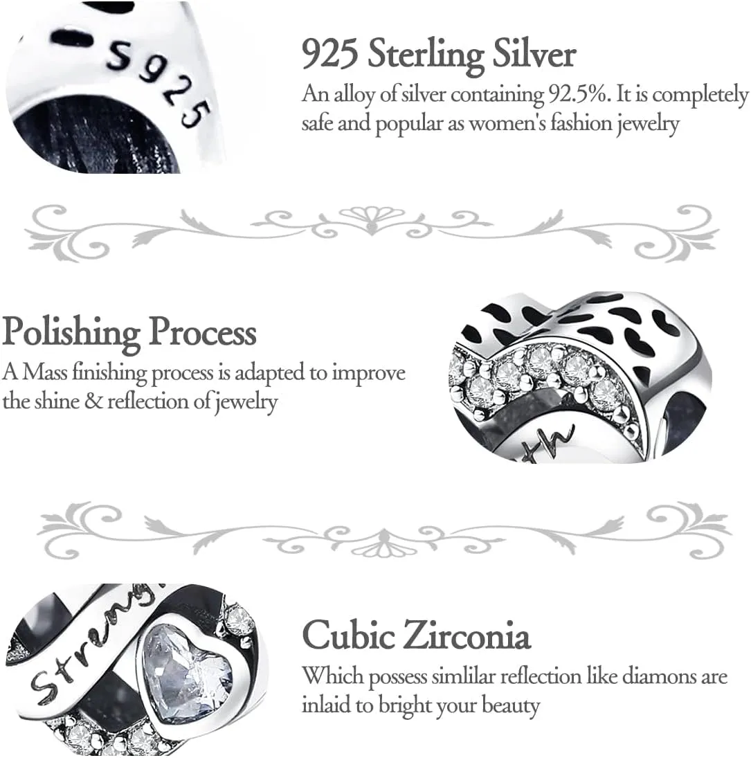 Birthstone Charm for Bracelet Necklace - 925 Sterling Silver Love Heart Happy Birthday Charm - Women's Jewelry Gift