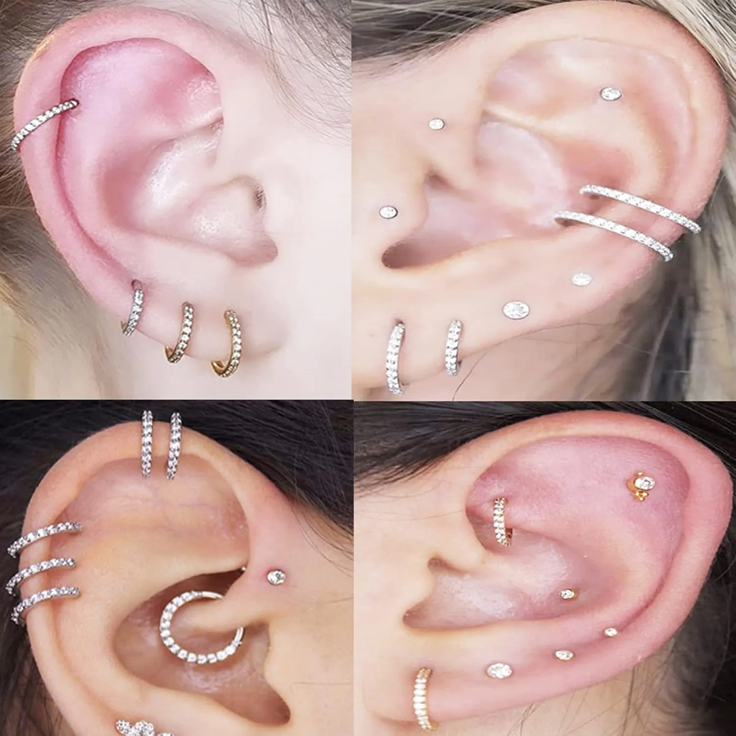 BLISI G23 Titanium Nose Rings Hoop Septum Clicker 16G Hinged Nose Segment Ring Hoop 8mm/9mm/10mm Cubic Zirconia Cartilage Earrings Conch Daith Helix Rook Tragus Ear Body Piercing Jewelry