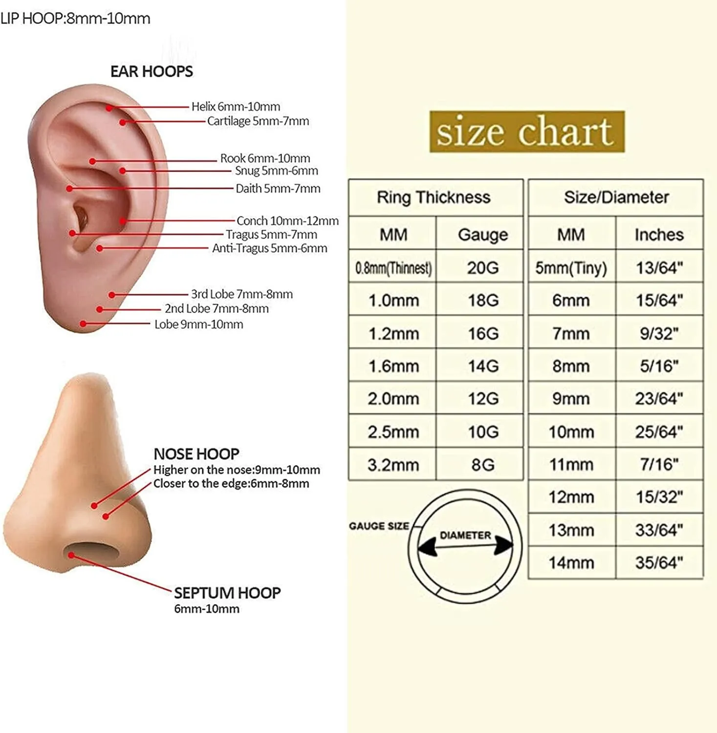 BLISI G23 Titanium Nose Rings Hoop Septum Clicker 16G Hinged Nose Segment Ring Hoop 8mm/9mm/10mm Cubic Zirconia Cartilage Earrings Conch Daith Helix Rook Tragus Ear Body Piercing Jewelry