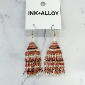 Blush Terracotta Fringe Luxe Stripe Earrings by Ink & Alloy