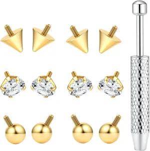 BodyBonita 12Pcs G23 Titanium Replacement Balls for Piercings - Piercing Ball Grabber Tool for Changing Jewelry Pick Up Grabber Tool Screw On Septum Balls Removal Style3