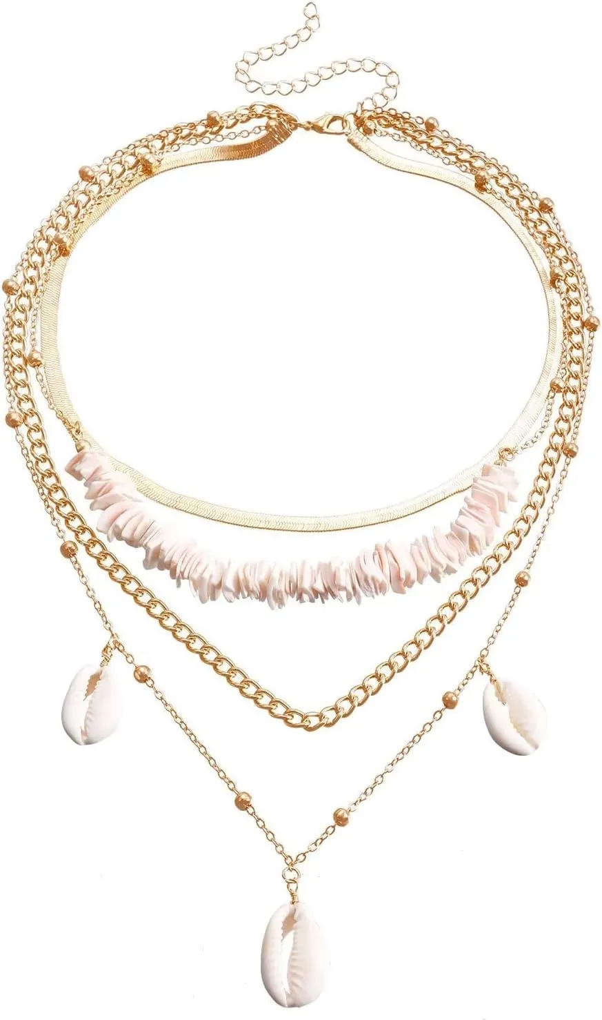 Bohemian Puka Shell Necklace For Women Layered Sequins Starfish Conch Seashell Choker Necklaces Summer Beach Holiday Beach Surfer Jewelry Gifts