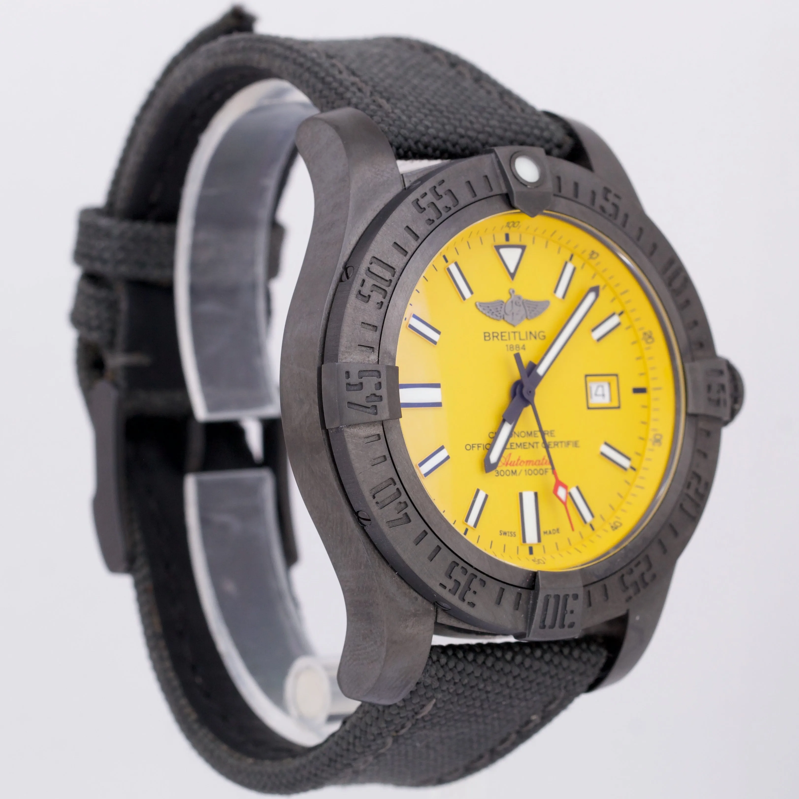 Breitling Avenger Blackbird Black Titanium YELLOW Automatic 48mm V17310 Watch