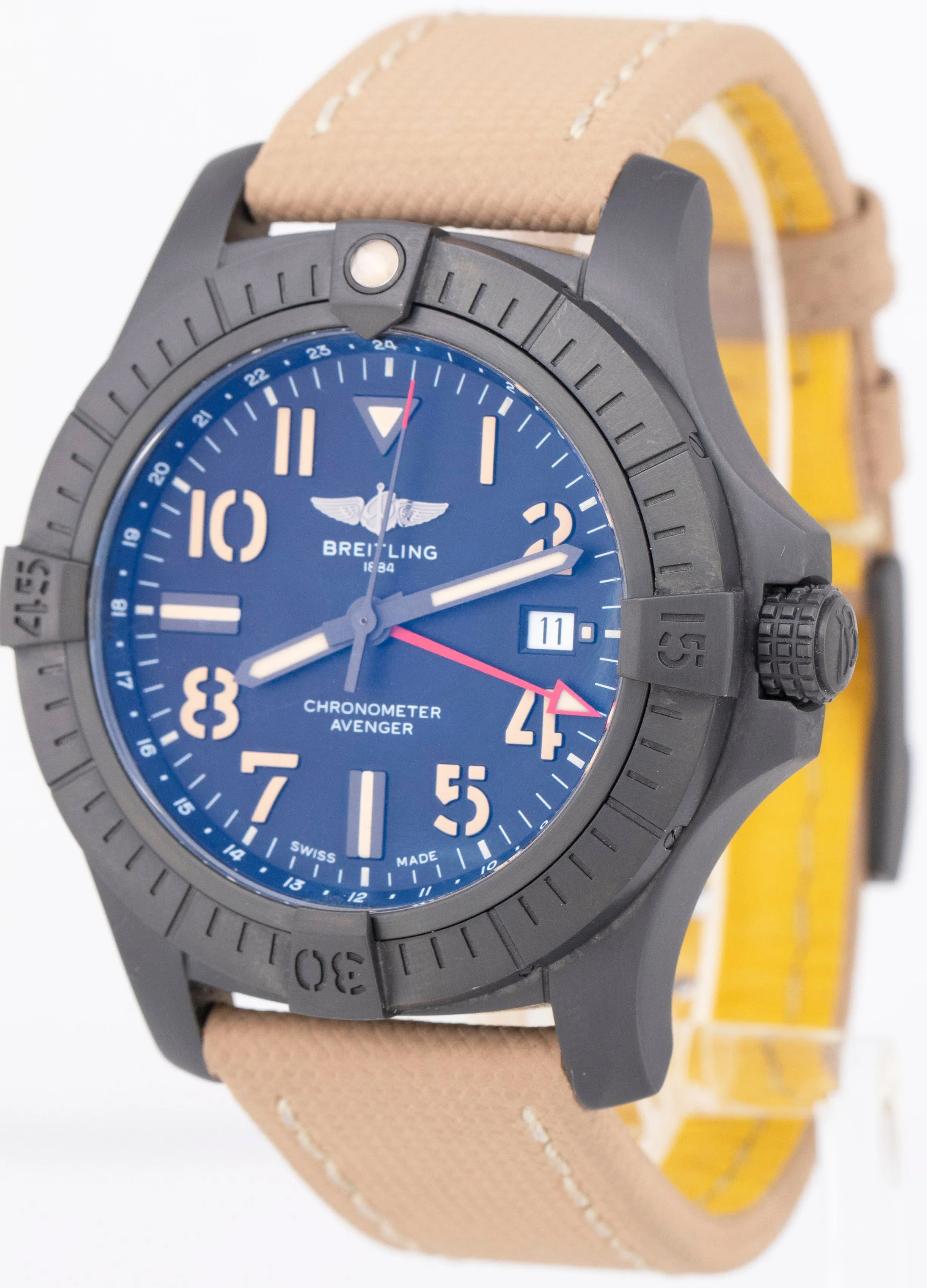 Breitling Avenger GMT Night Mission 45 TITANIUM DLC Black 45mm Watch V32395