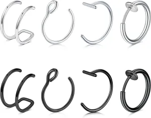 Briana Williams Fake Nose Ring Hoop Fake Nose Rings for Women Fake Lip Rings Fake Lip Piercing Clip on Nose Ring Spring Non Pierced Nose Lip Ear Rings Faux Body Piercig Jewelry for Women Men
