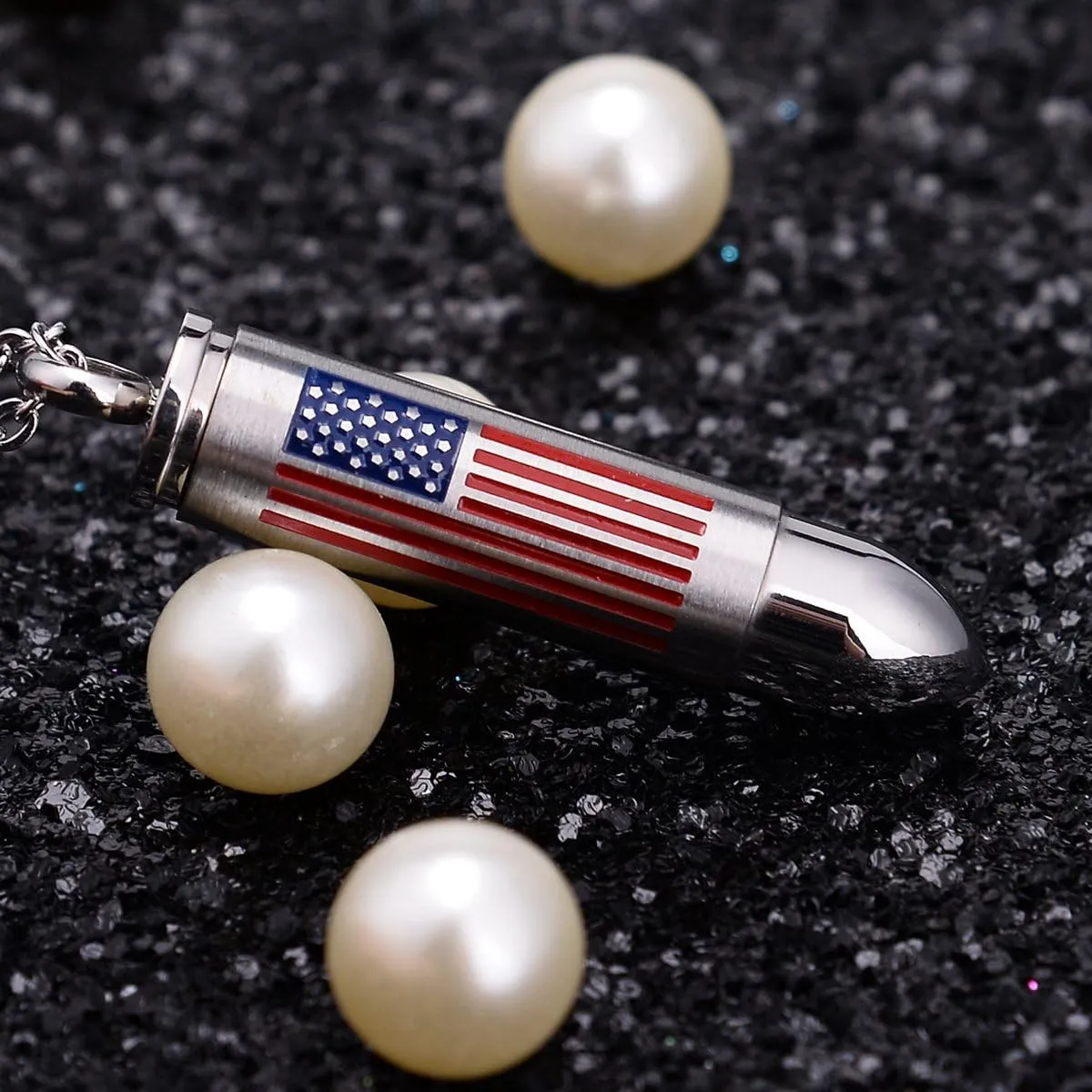 BTOYM Urn Necklace for Ashes, Ashes Necklace for Human, Cremation Jewelry Necklaces Ashes Keepsake American Flag Cremation Necklace Stainless Steel Memorial Pendant for Ashes for Men