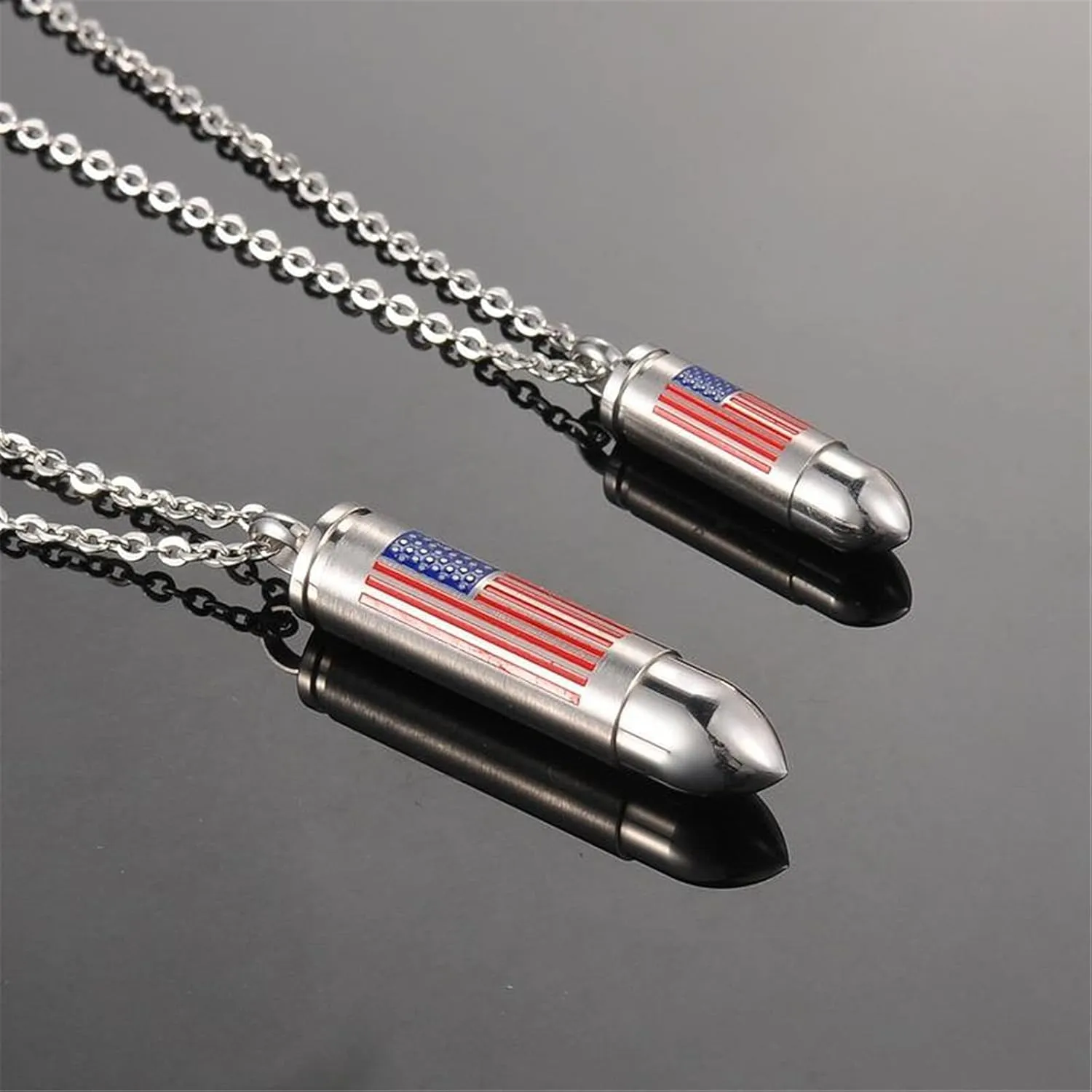 BTOYM Urn Necklace for Ashes, Ashes Necklace for Human, Cremation Jewelry Necklaces Ashes Keepsake American Flag Cremation Necklace Stainless Steel Memorial Pendant for Ashes for Men