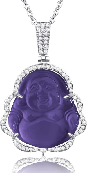 Buddha Necklace Green Jade Laughing Buddha 18K Gold Plated Chain Buddah Necklaces for Women Men Moms Gifts Luxury Jewelry Gifts for Her Him