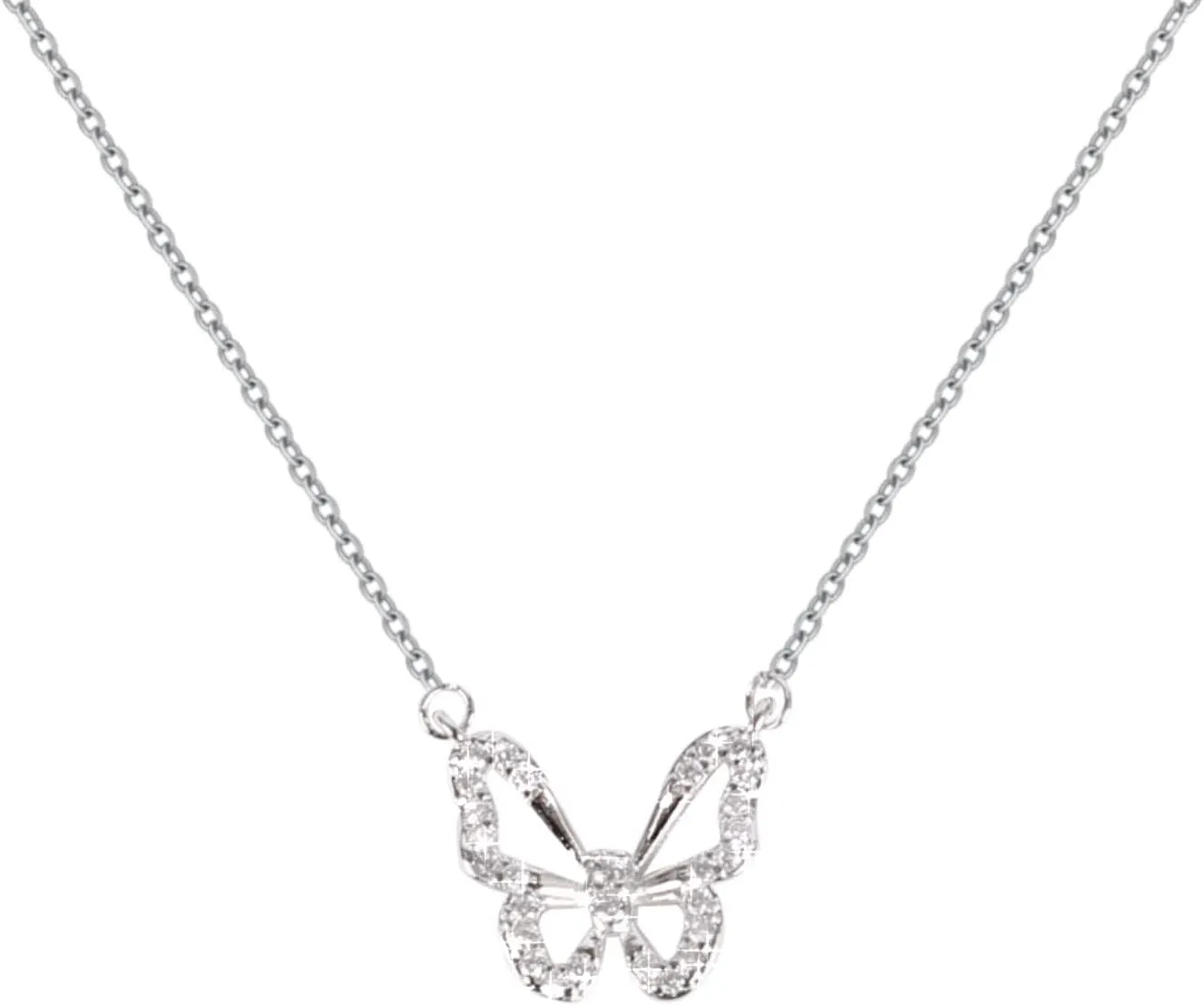Butterfly Necklace - Rhinestone Pendant Necklaces for Women Butterflies Charm Jewelry for Valentine's Day Women Teen Girl Party Statement Dress Sweater Anniversary