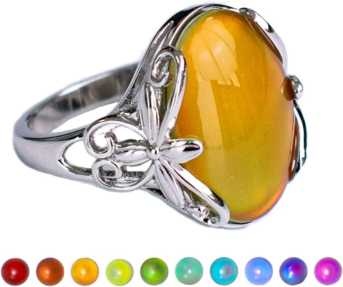 Butterfly Sterling Silver Mood Ring for Women | Color Changing Mood Rings