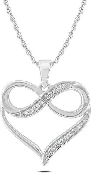 Cali Trove 1/4ct & 1/20 ct Natural Diamond Infinity Heart Pendant Necklaces for Women in 10KT Gold | Diamond Heart Pendants for Women | 10KT Jewelry Gifts for Her in White, Yellow or Pink Gold