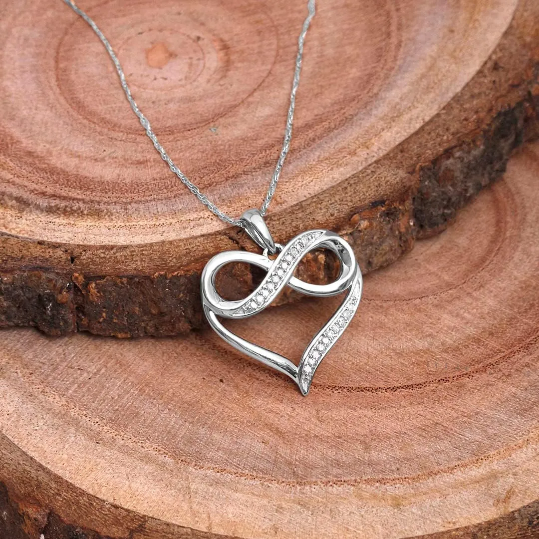 Cali Trove 1/4ct & 1/20 ct Natural Diamond Infinity Heart Pendant Necklaces for Women in 10KT Gold | Diamond Heart Pendants for Women | 10KT Jewelry Gifts for Her in White, Yellow or Pink Gold