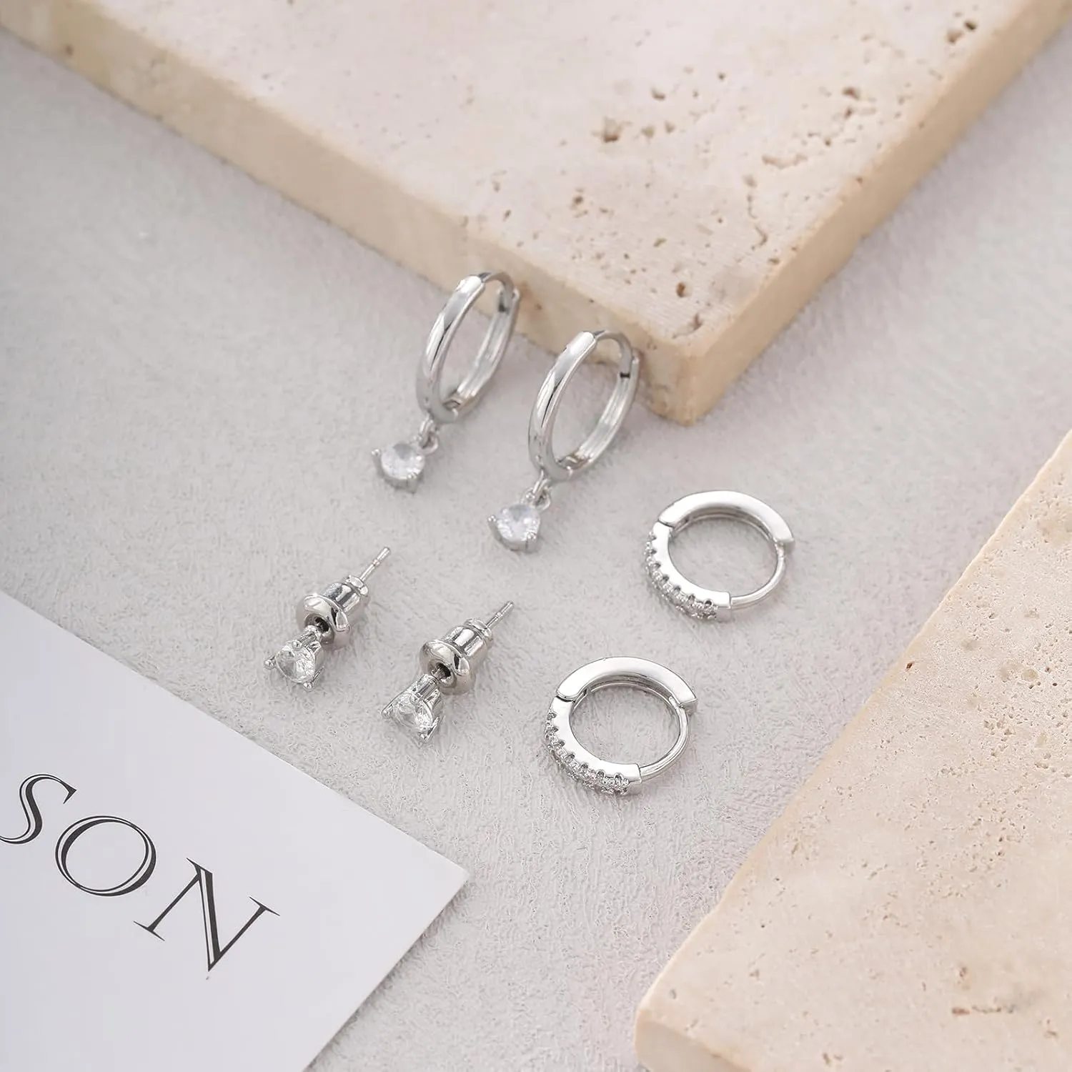 CAROVO Gold Hoop Earrings Set for Women, Dainty 14K Gold/Silver Plated CZ Cartilage Earring Hypoallergenic Stud Earrings for Women Huggie Small Hoop Earring Set Dangle Earrings Jewelry Gifts for Women Men