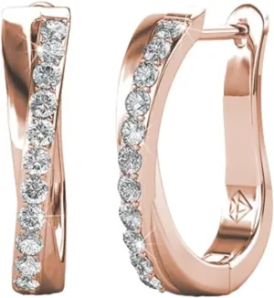 Cate & Chloe Amaya 18k Plated Hoop Earrings For Women | Twisted Earring Set With Round Cut Cubic Zirconia Simulated Diamond Crystals | Hoop Earrings For Women