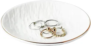 Ceramic Dishes Jewelry Tray Ring Dish, Ring Holder for Jewelry Key Tray for Home Decor, Birthday, Christmas Gifts for Women, Girls (White)