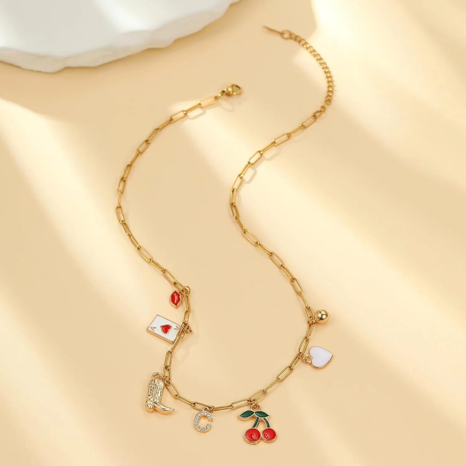 Charm Necklace Western Jewelry for Women Initial Charm Pendant Cowgirl Boot Necklace Beach Accessories Western Outfits for Women 2025