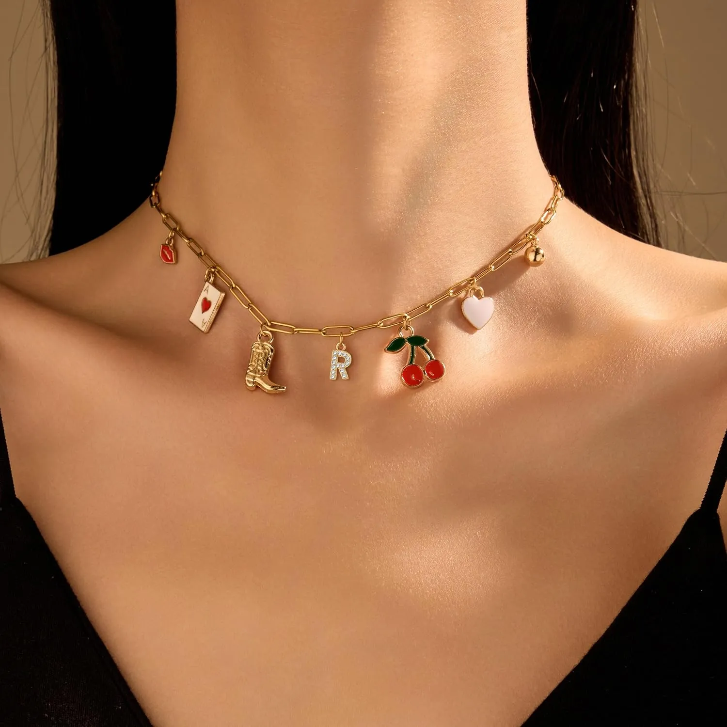 Charm Necklace Western Jewelry for Women Initial Charm Pendant Cowgirl Boot Necklace Beach Accessories Western Outfits for Women 2025