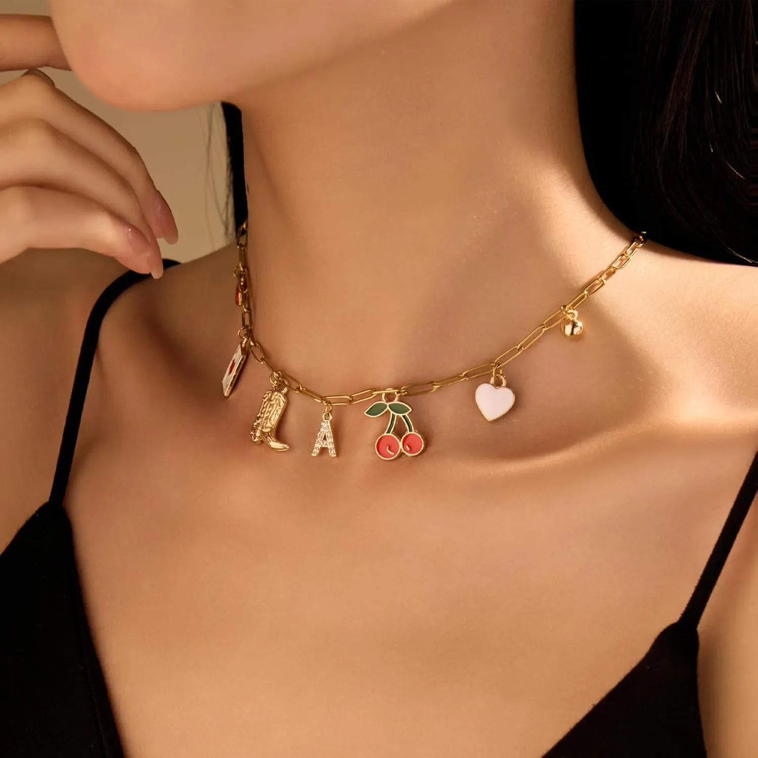 Charm Necklace Western Jewelry for Women Initial Charm Pendant Cowgirl Boot Necklace Beach Accessories Western Outfits for Women 2025